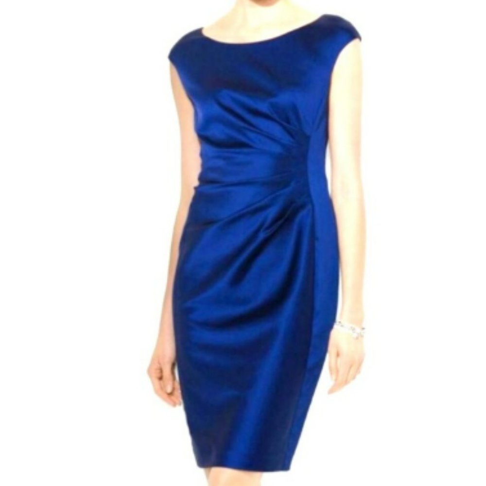 Size 8 Lauren by Ralph Lauren Blue Dress- so flattering! Elegant and versatile - Picture 4 of 4